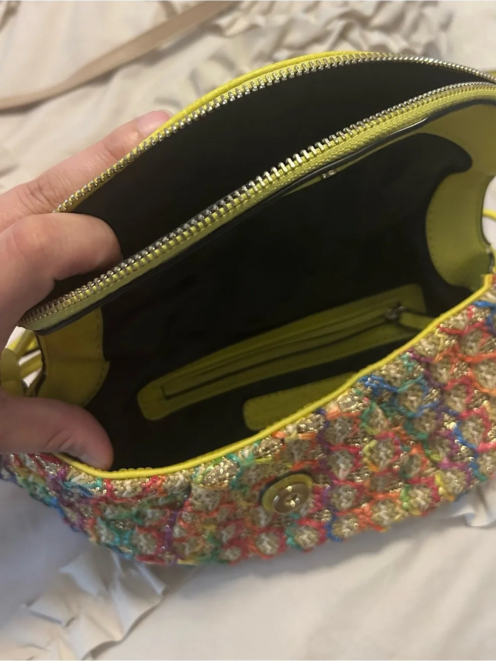 Juicy Couture Yellow Woven Multicolor Crossbody Bag